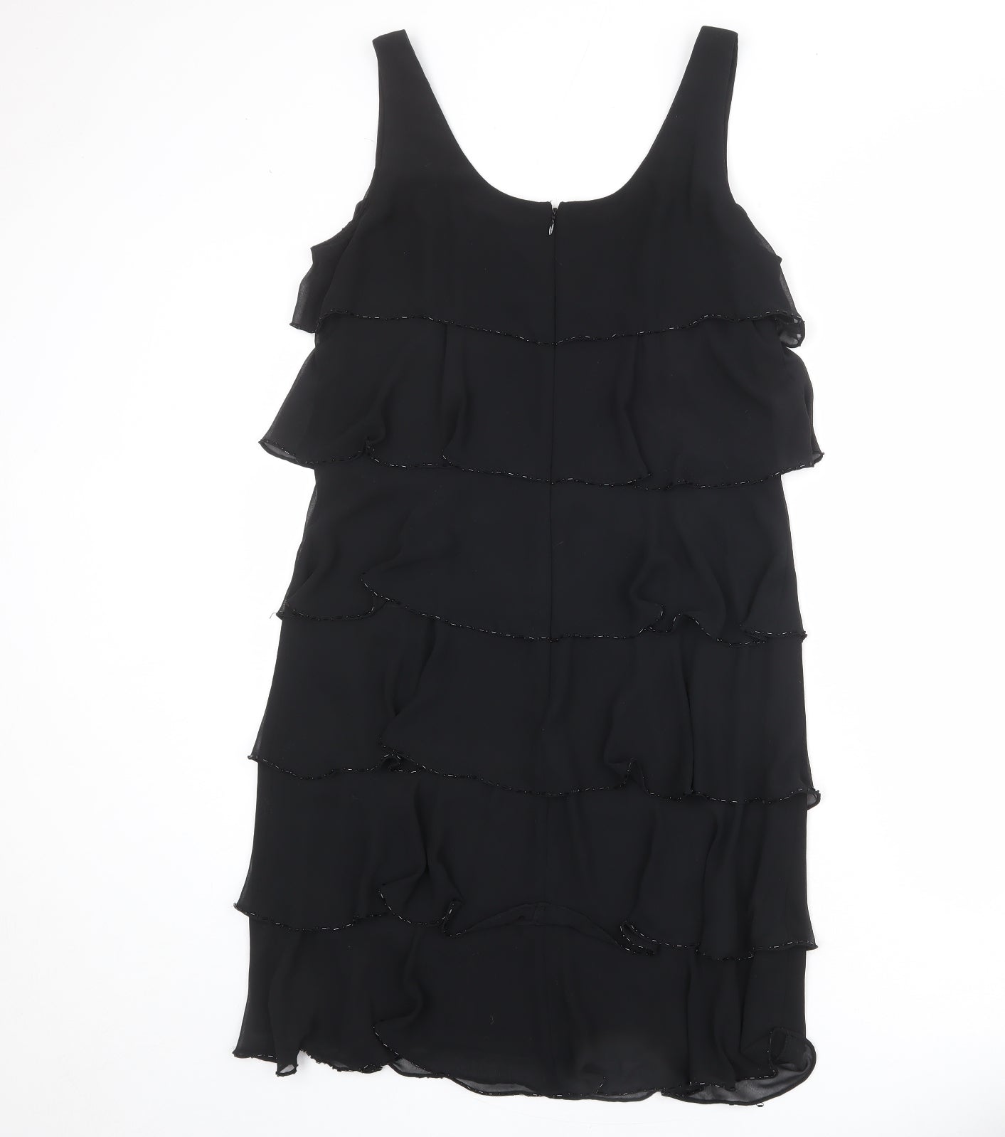 Patra Womens Black Polyester Tank Dress Size 12 Scoop Neck Zip