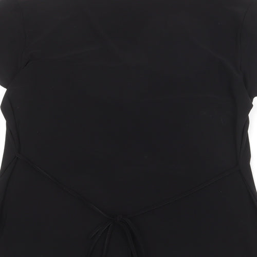 Ann Marie Womens Black Polyester Basic T-Shirt Size 18 V-Neck