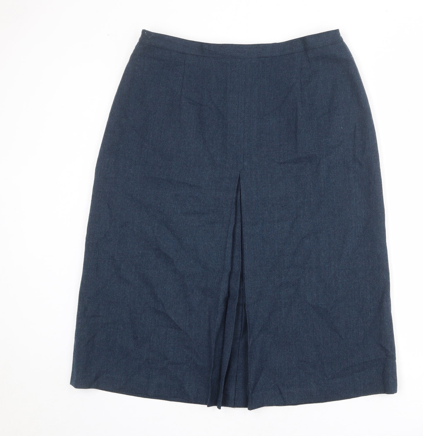 EWM Womens Blue Wool A-Line Skirt Size 18 Zip