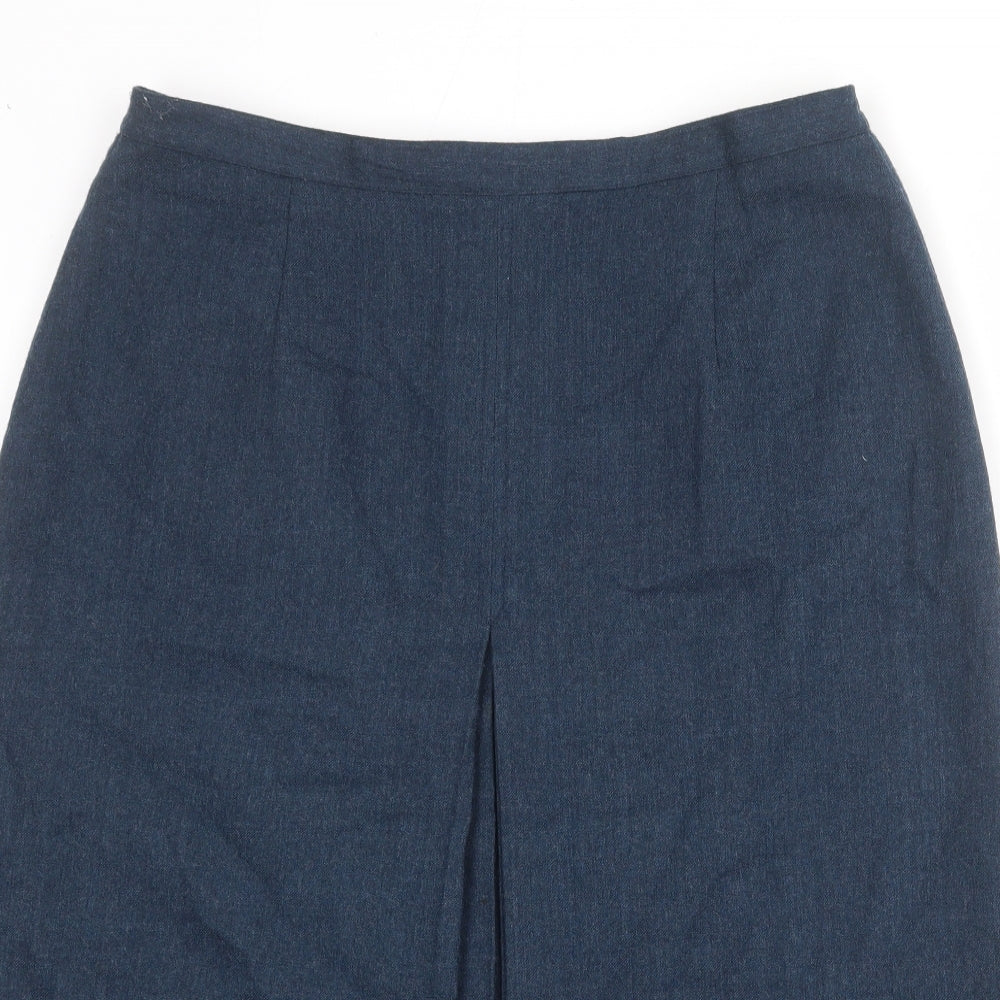 EWM Womens Blue Wool A-Line Skirt Size 18 Zip