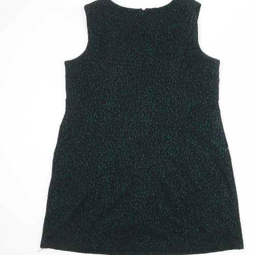NEXT Womens Black Animal Print Polyester Shift Size 18 V-Neck Zip