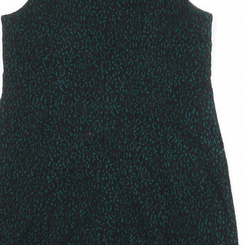 NEXT Womens Black Animal Print Polyester Shift Size 18 V-Neck Zip