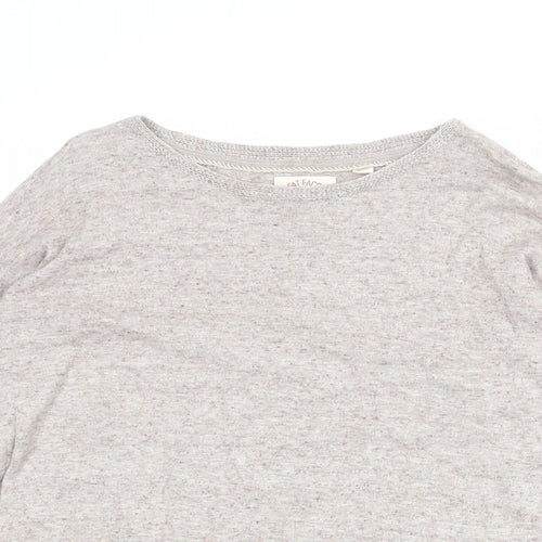 Fat Face Womens Grey Round Neck 100% Cotton Pullover Jumper Size 12 Pullover - Embroidered Detail