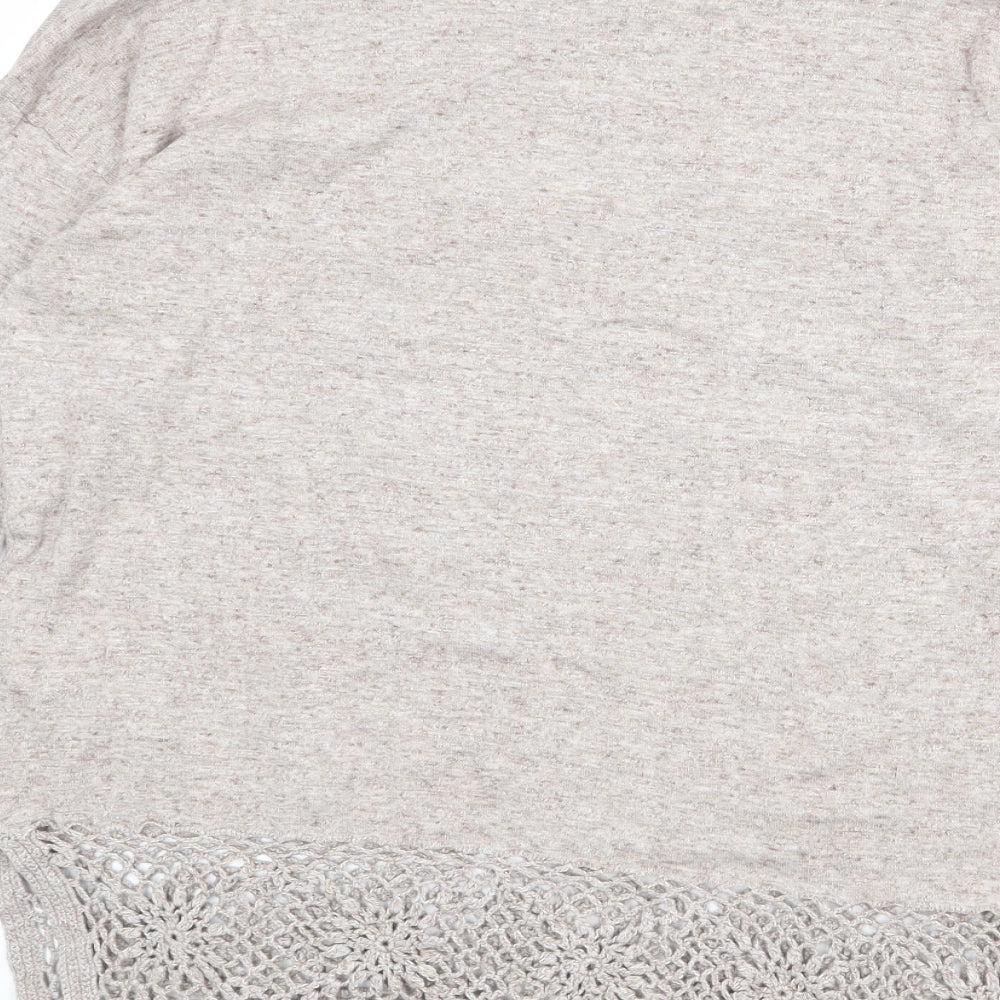 Fat Face Womens Grey Round Neck 100% Cotton Pullover Jumper Size 12 Pullover - Embroidered Detail