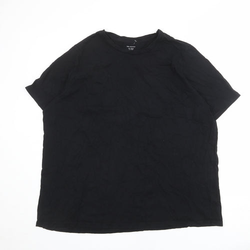 Marks and Spencer Womens Black 100% Cotton Basic T-Shirt Size 26 Round Neck