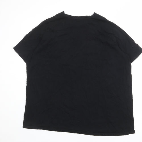 Marks and Spencer Womens Black 100% Cotton Basic T-Shirt Size 26 Round Neck