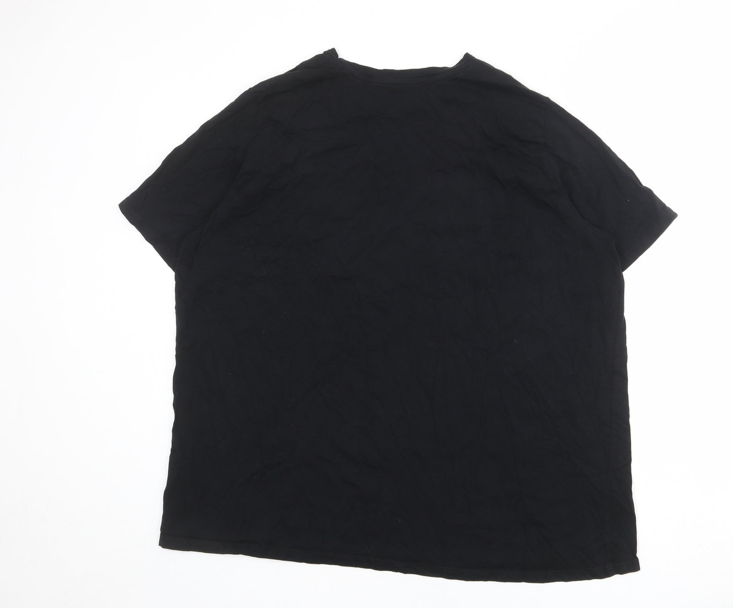 Marks and Spencer Womens Black 100% Cotton Basic T-Shirt Size 26 Round Neck