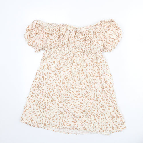 Cotton On Womens Beige Geometric 100% Cotton Mini Size M Off the Shoulder Pullover
