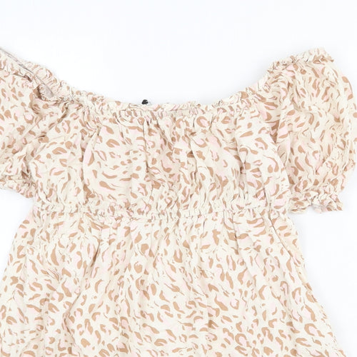 Cotton On Womens Beige Geometric 100% Cotton Mini Size M Off the Shoulder Pullover