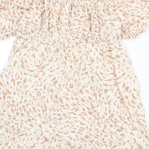 Cotton On Womens Beige Geometric 100% Cotton Mini Size M Off the Shoulder Pullover