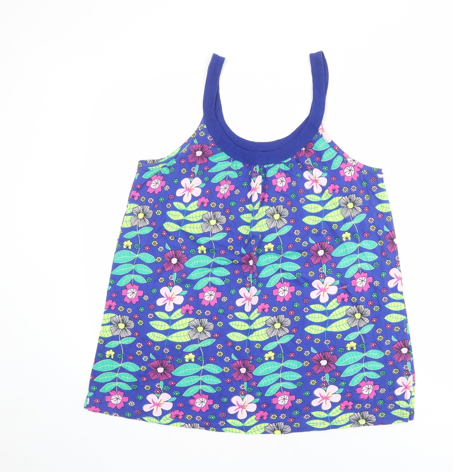 Dorothy Perkins Womens Blue Floral 100% Cotton Camisole Tank Size 14 Scoop Neck