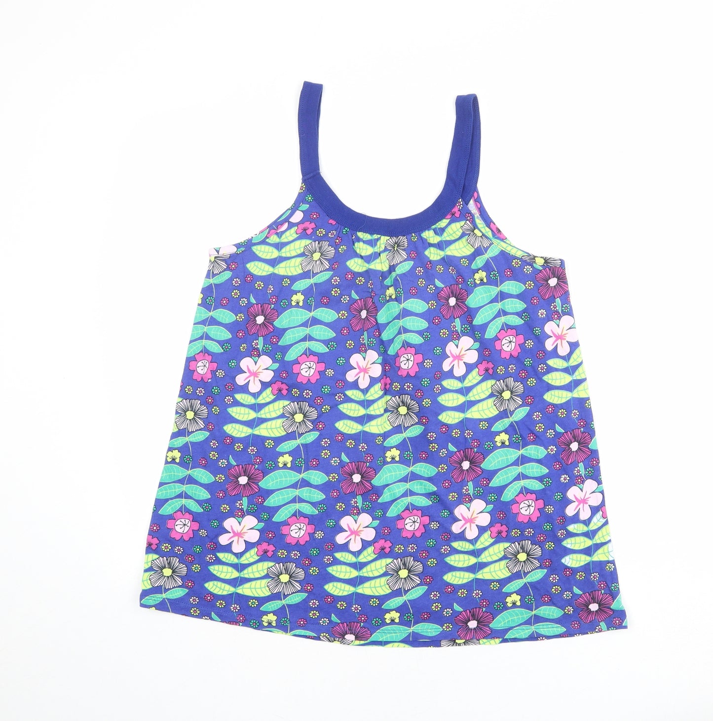 Dorothy Perkins Womens Blue Floral 100% Cotton Camisole Tank Size 14 Scoop Neck