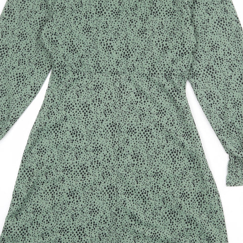 Dorothy Perkins Womens Green Animal Print Polyester Fit & Flare Size 10 V-Neck Pullover - Spotted