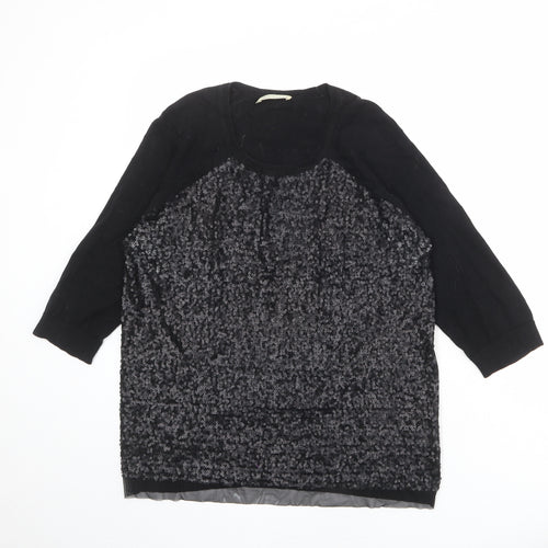 Whistles Womens Black Round Neck Nylon Pullover Jumper Size S