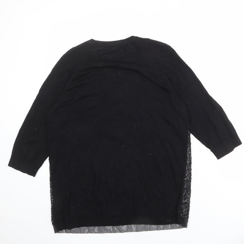 Whistles Womens Black Round Neck Nylon Pullover Jumper Size S