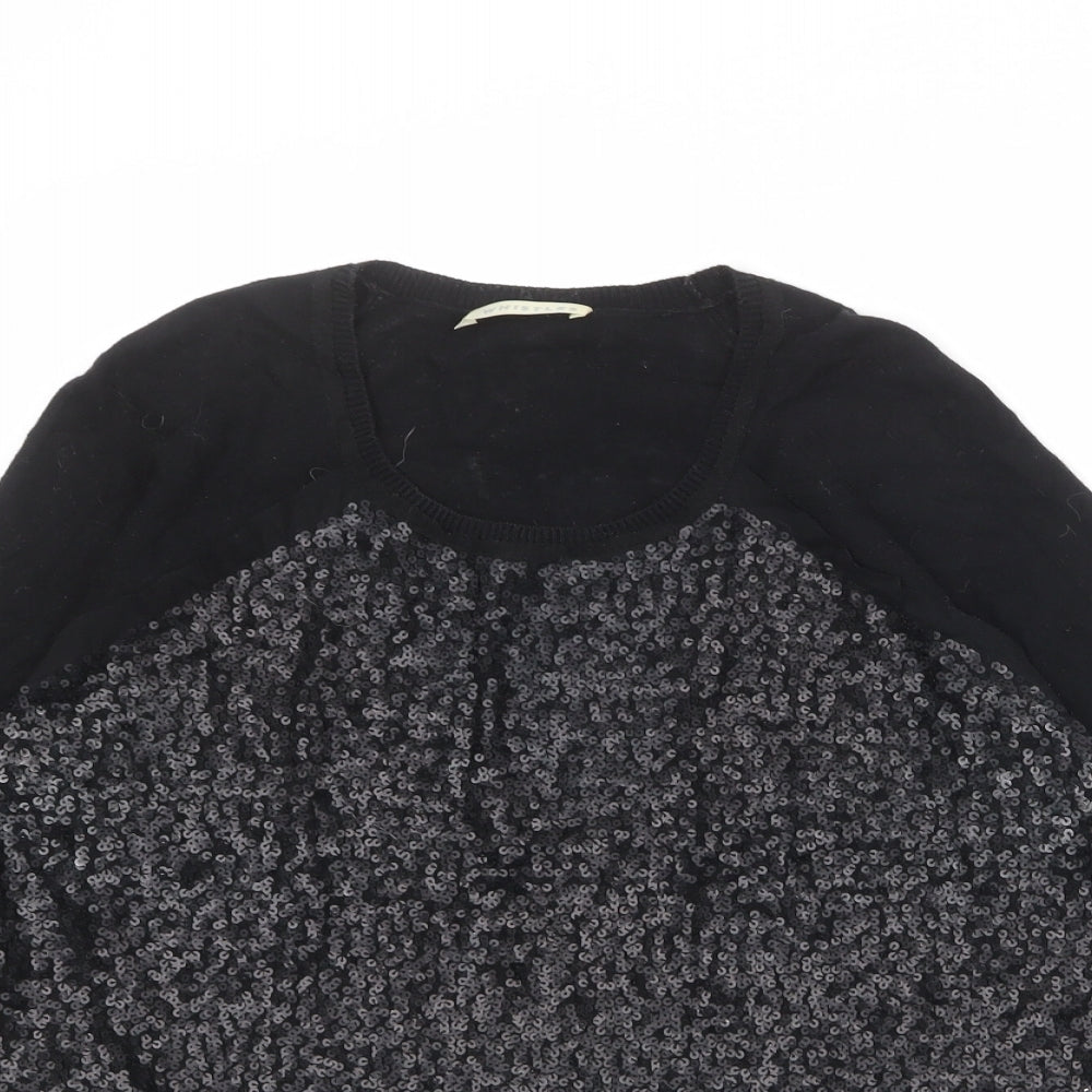 Whistles Womens Black Round Neck Nylon Pullover Jumper Size S