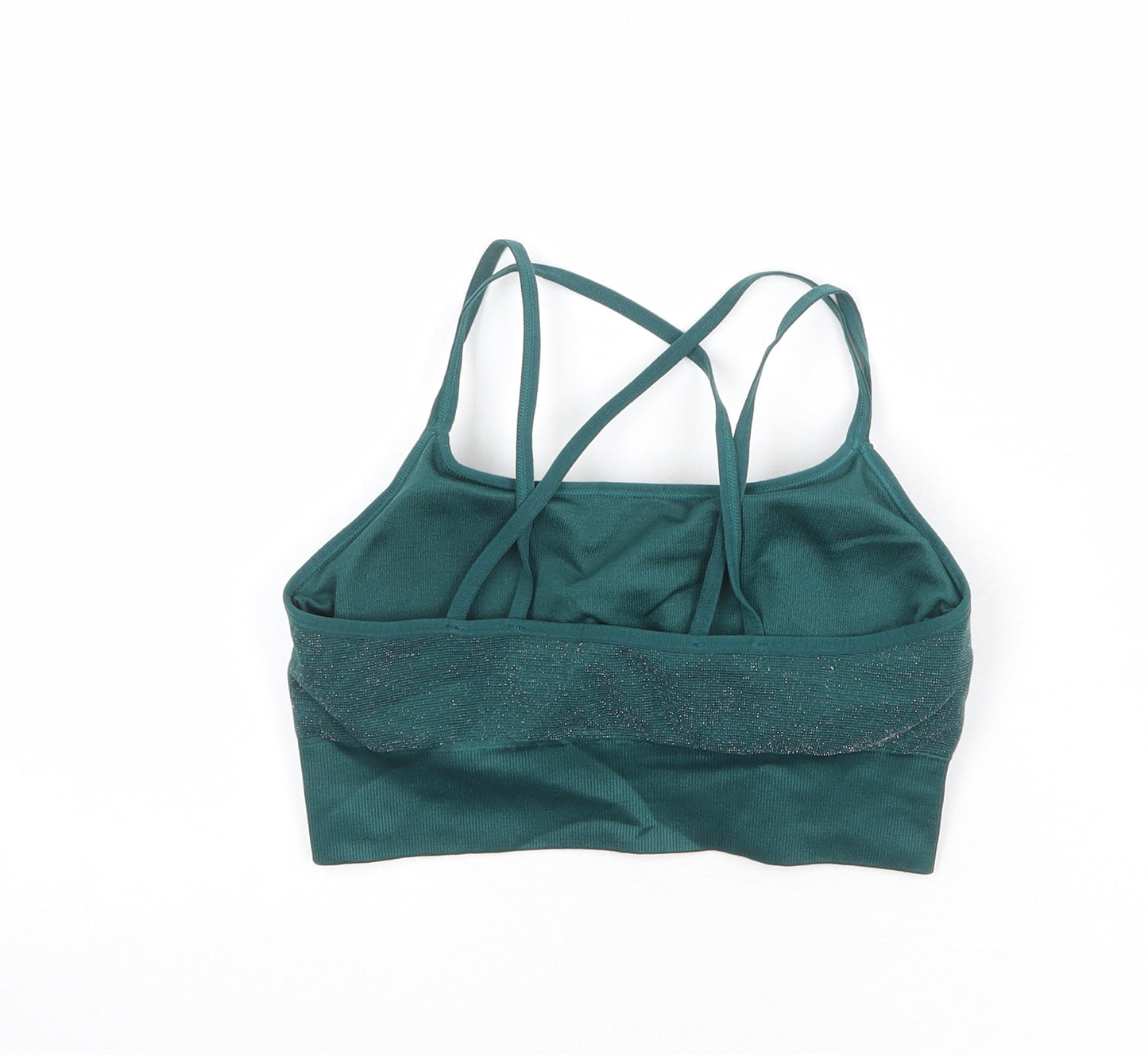 South Beach Womens Green Geometric Nylon Cropped Tank Size M Square Neck Pullover - Size M-L, Sports Bra