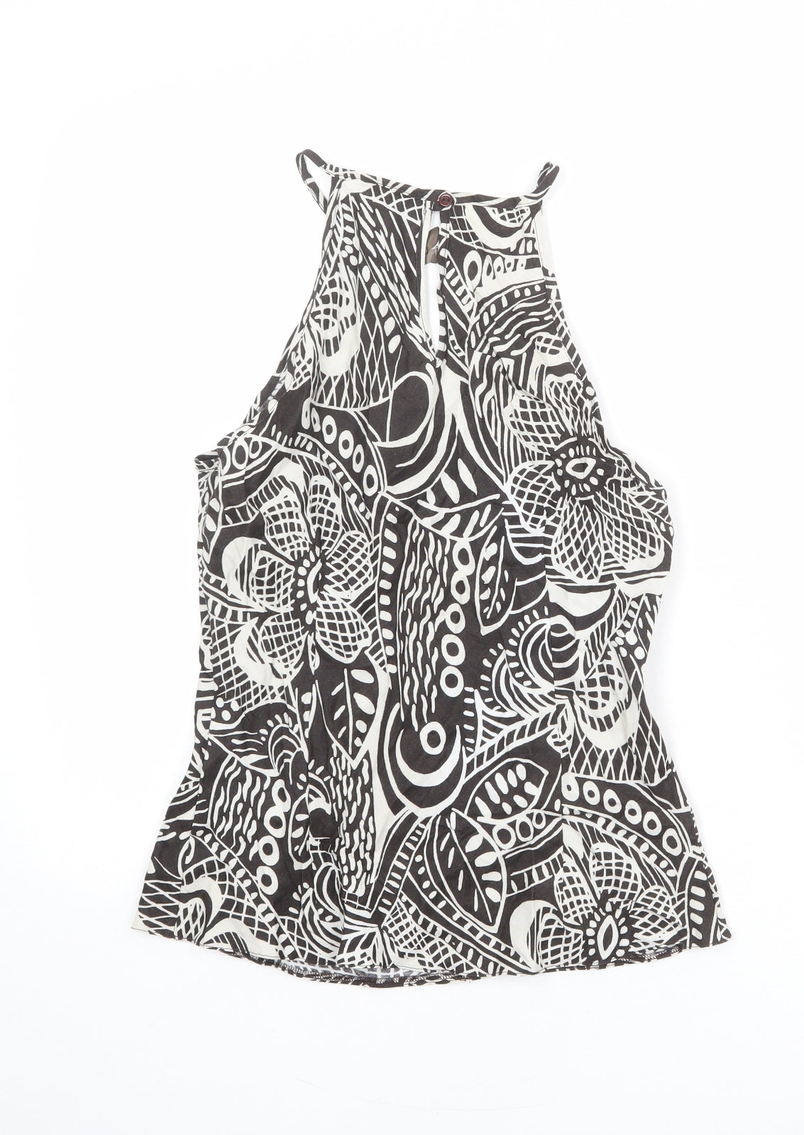 Wallis Womens Brown Floral Linen Basic Tank Size 12 Round Neck