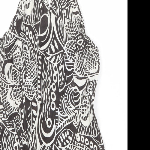 Wallis Womens Brown Floral Linen Basic Tank Size 12 Round Neck