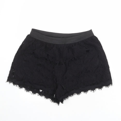 Miss Selfridge Womens Black Polyester Basic Shorts Size 16 L3 in Regular Pull On