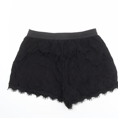 Miss Selfridge Womens Black Polyester Basic Shorts Size 16 L3 in Regular Pull On
