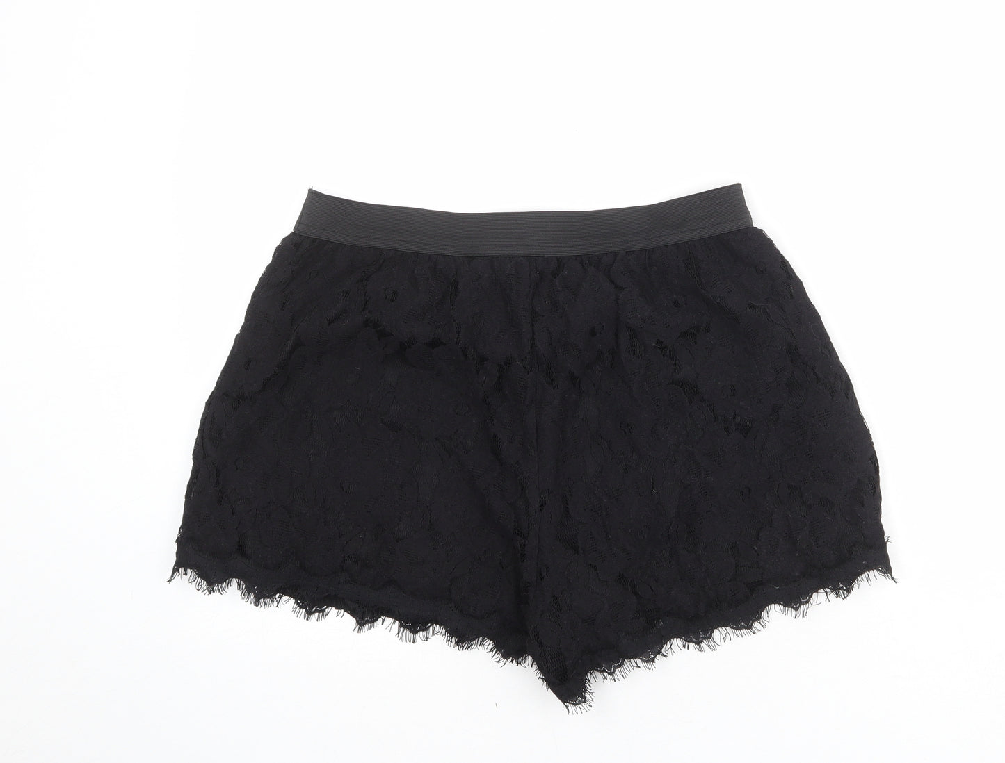 Miss Selfridge Womens Black Polyester Basic Shorts Size 16 L3 in Regular Pull On