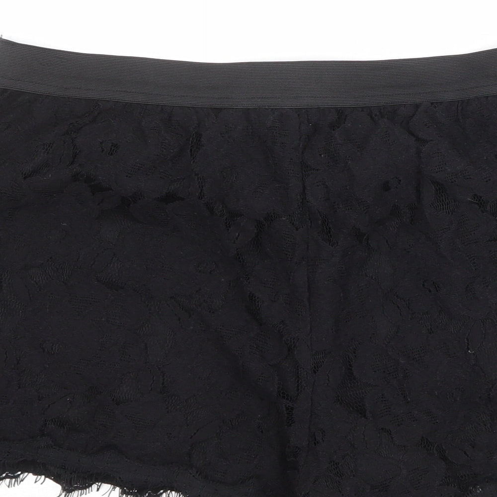 Miss Selfridge Womens Black Polyester Basic Shorts Size 16 L3 in Regular Pull On
