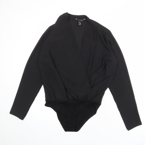New Look Womens Black Polyester Bodysuit One-Piece Size 10 Snap