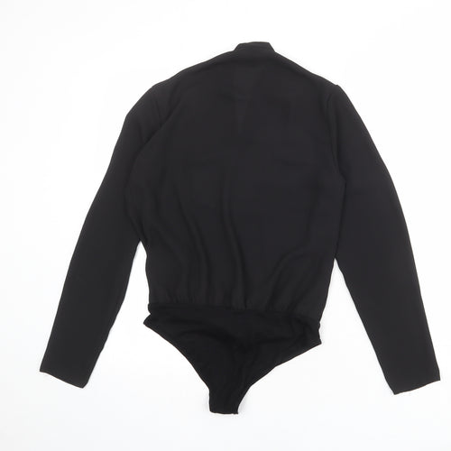 New Look Womens Black Polyester Bodysuit One-Piece Size 10 Snap