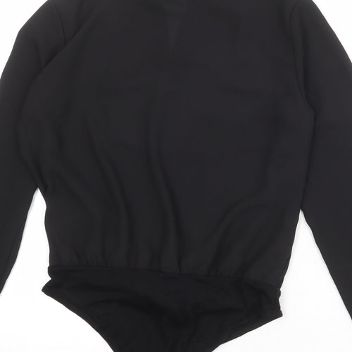 New Look Womens Black Polyester Bodysuit One-Piece Size 10 Snap