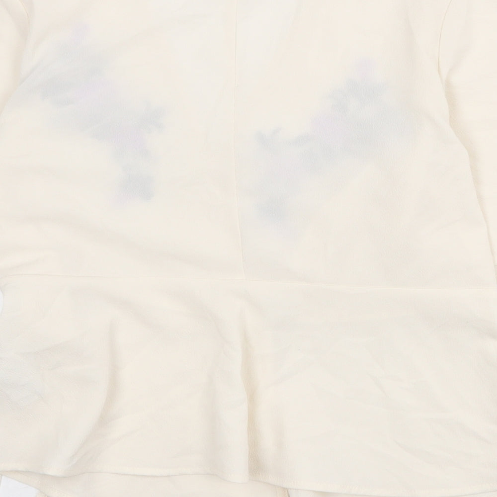 ASOS Womens Beige Polyester Wrap Blouse Size 8 V-Neck - Floral Detail Peplum