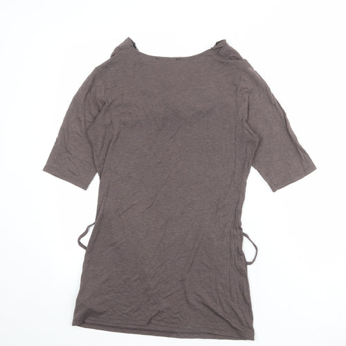 New Look Womens Brown Viscose Basic T-Shirt Size 12 Collared