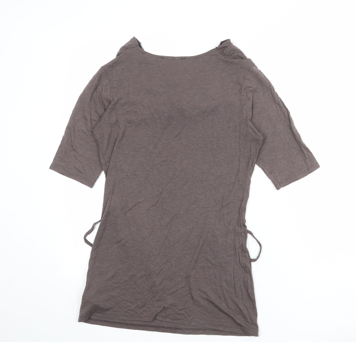 New Look Womens Brown Viscose Basic T-Shirt Size 12 Collared