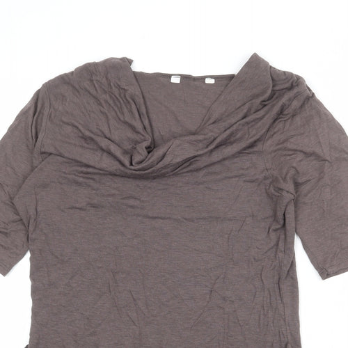 New Look Womens Brown Viscose Basic T-Shirt Size 12 Collared