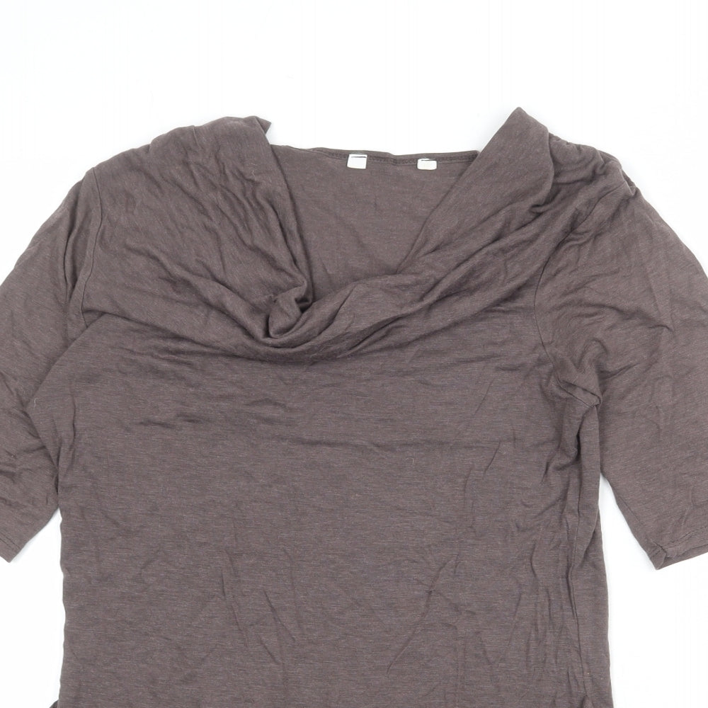 New Look Womens Brown Viscose Basic T-Shirt Size 12 Collared