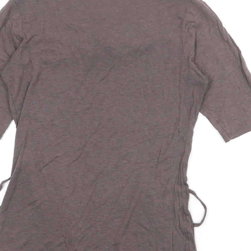 New Look Womens Brown Viscose Basic T-Shirt Size 12 Collared