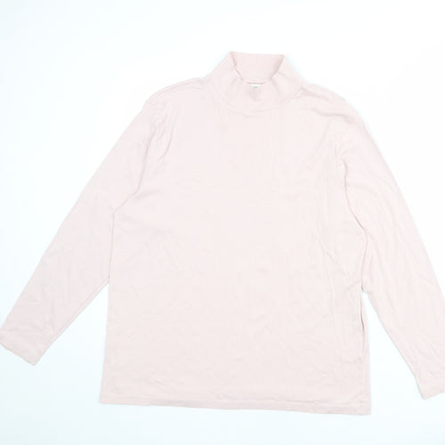 Cotton Traders Womens Pink 100% Cotton Basic T-Shirt Size 24 High Neck