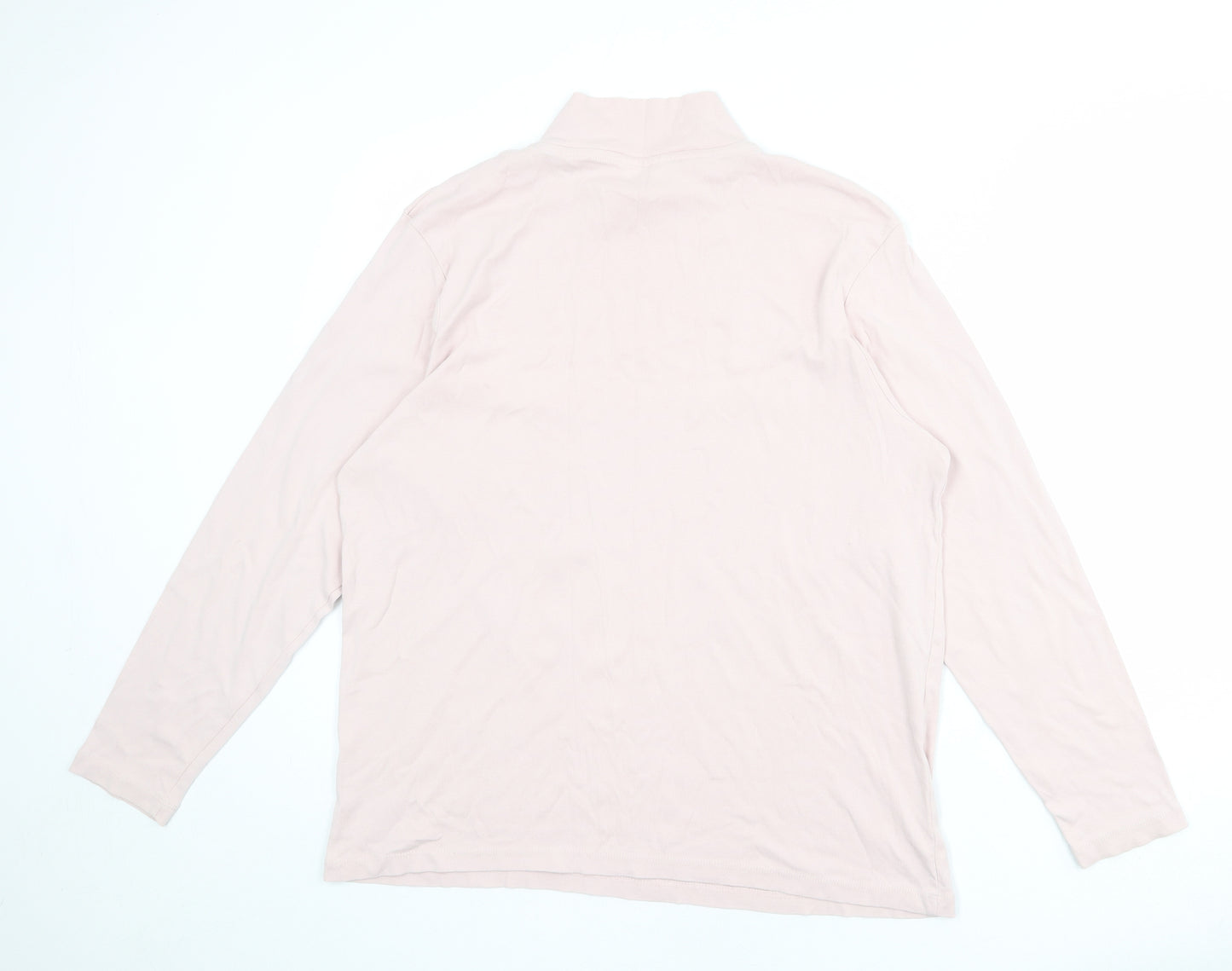 Cotton Traders Womens Pink 100% Cotton Basic T-Shirt Size 24 High Neck