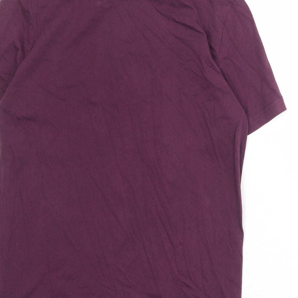 Guide London Mens Purple 100% Cotton Polo Size S Collared Button