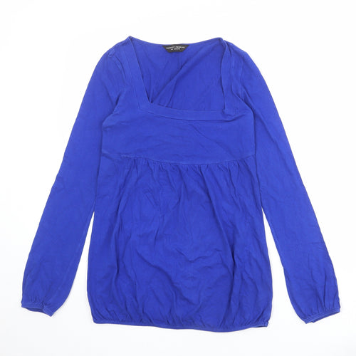Dorothy Perkins Womens Blue 100% Cotton Basic T-Shirt Size 10 Square Neck