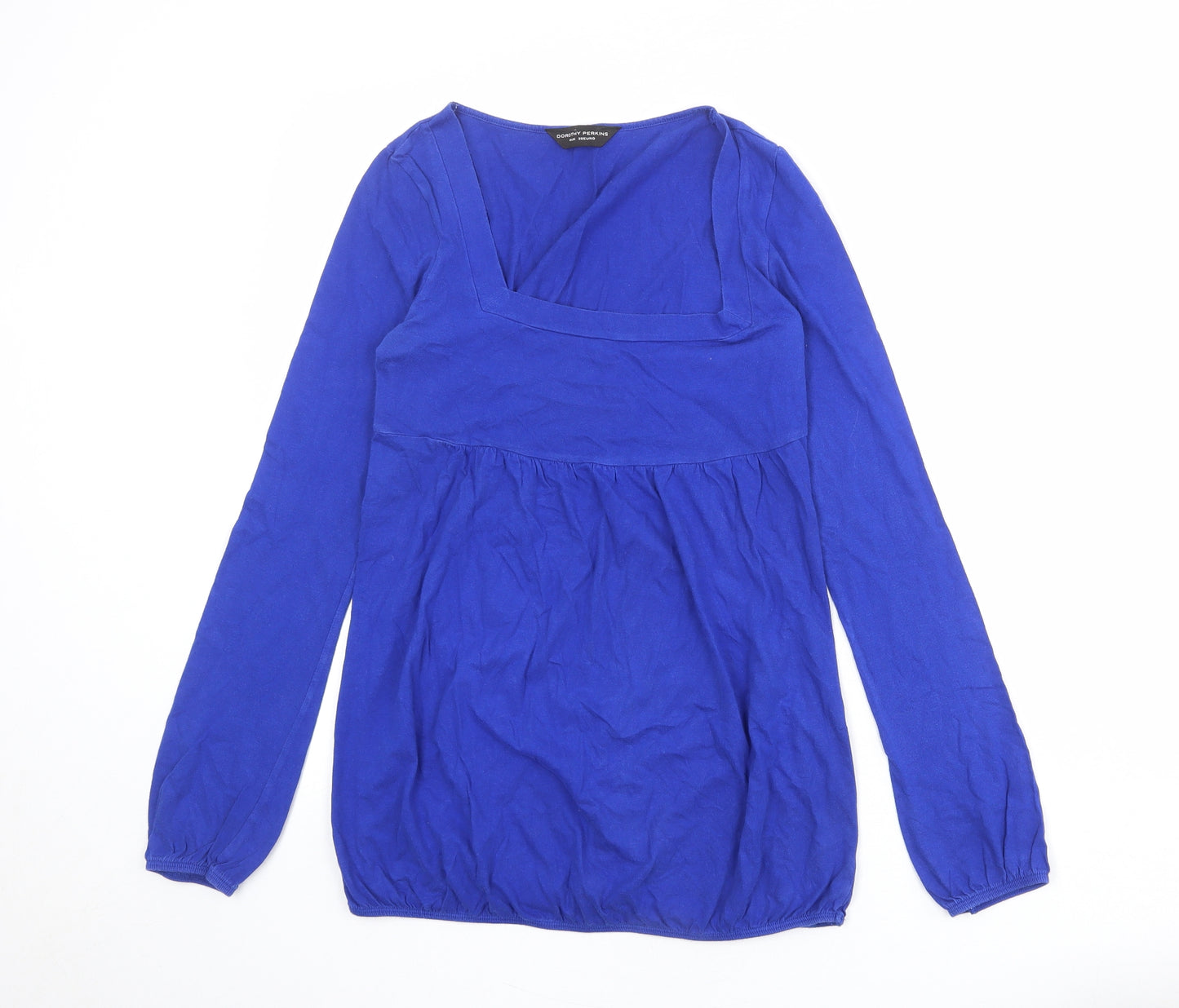 Dorothy Perkins Womens Blue 100% Cotton Basic T-Shirt Size 10 Square Neck