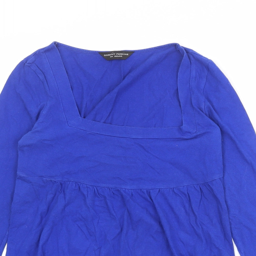 Dorothy Perkins Womens Blue 100% Cotton Basic T-Shirt Size 10 Square Neck