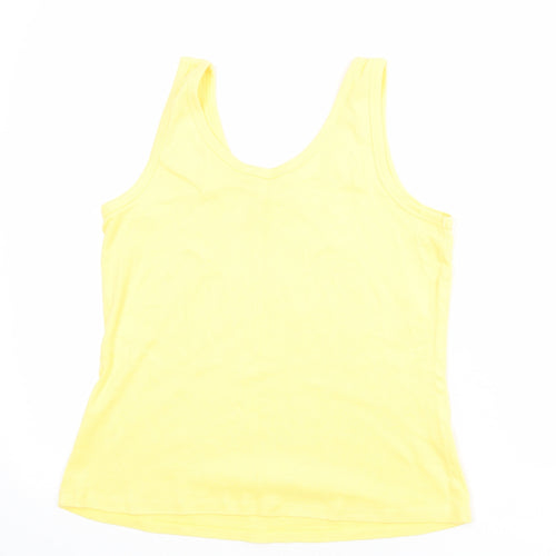 Marks and Spencer Womens Yellow 100% Cotton Basic Tank Size M Scoop Neck