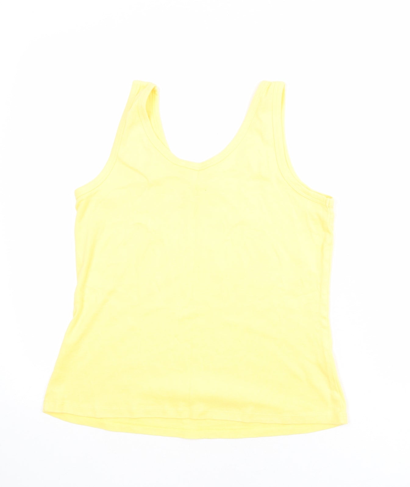 Marks and Spencer Womens Yellow 100% Cotton Basic Tank Size M Scoop Neck