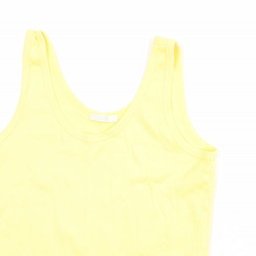 Marks and Spencer Womens Yellow 100% Cotton Basic Tank Size M Scoop Neck