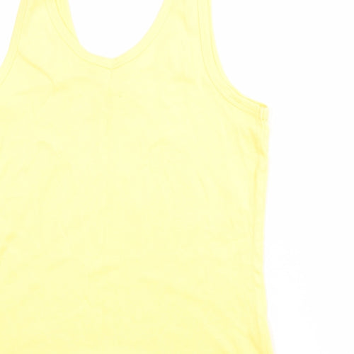 Marks and Spencer Womens Yellow 100% Cotton Basic Tank Size M Scoop Neck