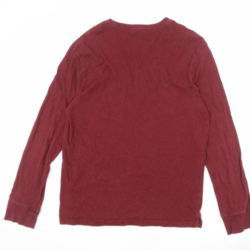 Roots Mens Red Cotton T-Shirt Size M Round Neck
