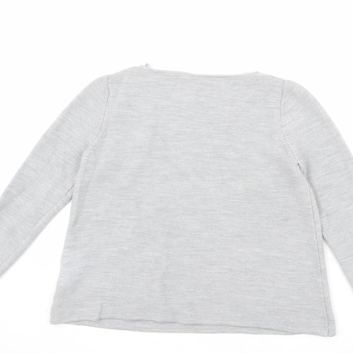 COS Womens Grey Boat Neck Wool Pullover Jumper Size S