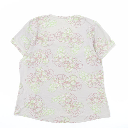 Royal Robbins Womens Grey Floral Cotton Basic T-Shirt Size XL Round Neck