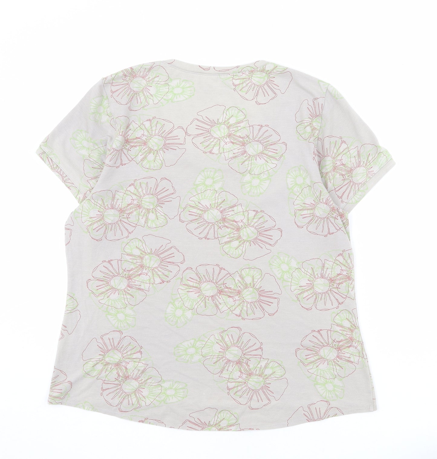 Royal Robbins Womens Grey Floral Cotton Basic T-Shirt Size XL Round Neck